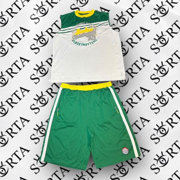 VTG 90s/Y2K Platinum FuBu Harlem Globetrotters Basketball Jersey Set Size XL - Picture 1 of 16